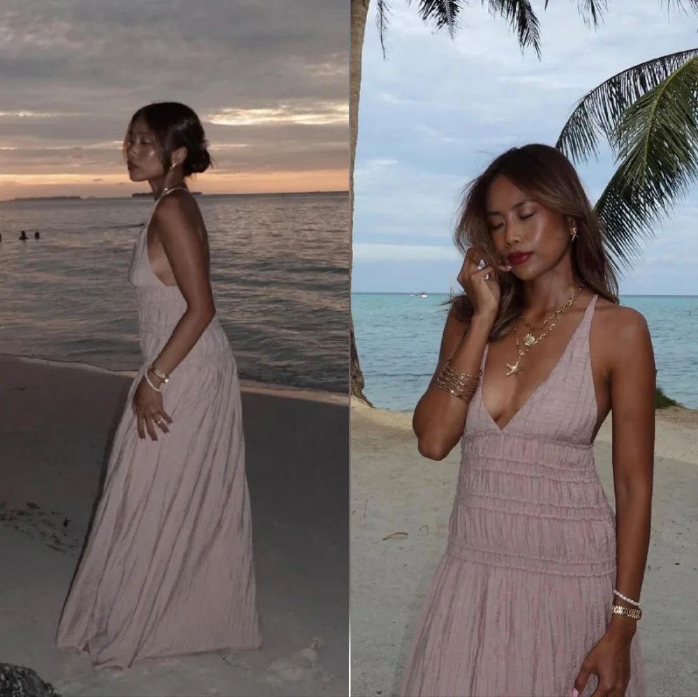 Zara Flowy Maxi Dress Pink Size XS S M